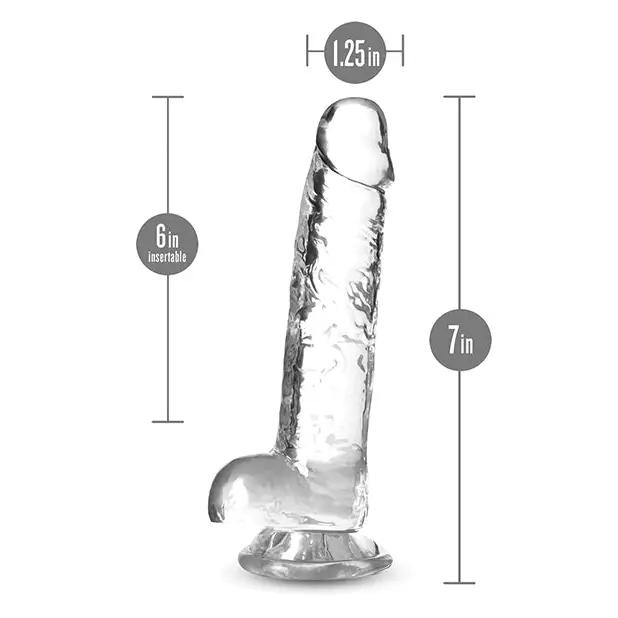 Blush Naturally Yours Crystalline 7 in. Dildo with Balls & Suction Cup Diamond - Realistic Dildo