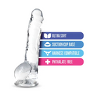 Blush Naturally Yours Crystalline 8 in. Dildo with Balls & Suction Cup Rose - Realistic Dildo