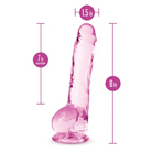 Blush Naturally Yours Crystalline 8 in. Dildo with Balls & Suction Cup Rose - Realistic Dildo