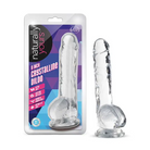 Blush Naturally Yours Crystalline 8 in. Dildo with Balls & Suction Cup Rose - Diamond - Realistic Dildo