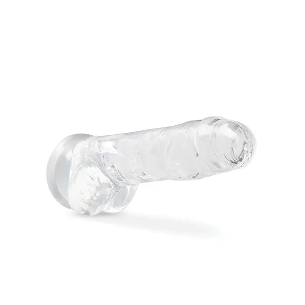 Blush Naturally Yours Crystalline 8 in. Dildo with Balls & Suction Cup Rose - Realistic Dildo