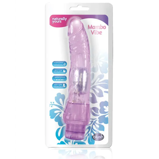 Blush Naturally Yours Mambo Vibe Realistic 9 in. Vibrating Dildo Pink - Purple - Realistic Vibrator