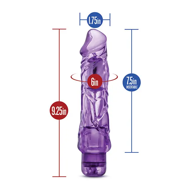 Blush Naturally Yours Wild Ride Realistic 9 in. Vibrating Dildo Purple with textured surface