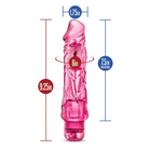 Blush Naturally Yours Wild Ride Realistic Vibrating Dildo Purple with measurements shown