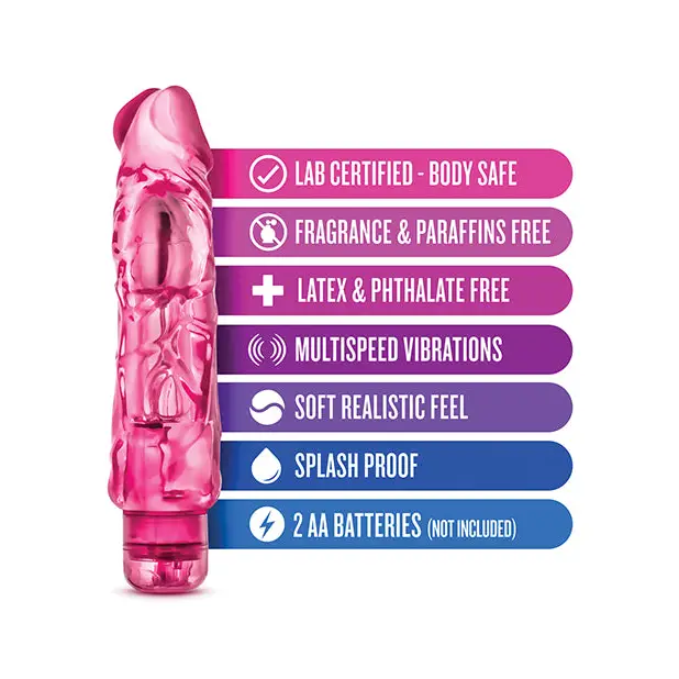 Blush Naturally Yours Wild Ride Realistic 9 in. Vibrating Dildo Purple with features listed