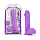 Blush Neo 8 in. Dual Density Dildo with Balls & Suction Cup Neon Purple - Purple - Realistic Dildo