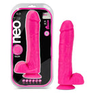 Blush Neo Elite 11 in. Silicone Dual Density Dildo with Balls & Suction Cup Neon Pink - Pink - Realistic Dildo