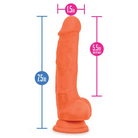 Blush Neo Elite 7.5 in. Silicone Dual Density Dildo with Balls & Suction Cup Neon Orange - Realistic Dildo