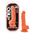 Blush Neo Elite 7.5 in. Silicone Dual Density Dildo with Balls & Suction Cup Neon Orange - Neon Orange - Realistic Dildo