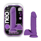 Blush Neo Elite 8 in. Silicone Dual Density Dildo With Balls & Suction Cup Neon Purple - Realistic Dildo