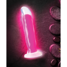 Blush Neo Elite Glow in the Dark Marquee 8 in. Silicone Dual Density Dildo with Suction Cup Neon Pink - Realistic Dildo