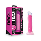 Blush Neo Elite Glow in the Dark Marquee 8 in. Silicone Dual Density Dildo with Suction Cup Neon Pink - Realistic Dildo