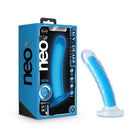 Blush Neo Elite Glow in the Dark Tao 7 in. Dual Density Dildo with Suction Cup Neon Blue - Realistic Dildo