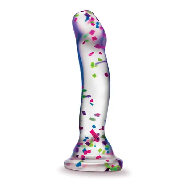 Blush Neo Elite Hanky Panky 7.5 in. Glow-in-the-Dark Silicone Confetti Dildo - Realistic Dildo