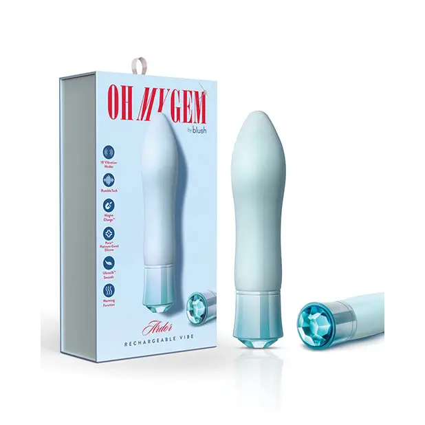 Blush Oh My Gem Ardor Rechargeable Warming Silicone Tapered Vibrator Aquamarine - Fantasy Vibrator