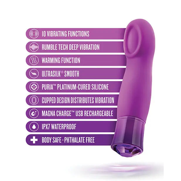 Blush Oh My Gem Charm Rechargeable Warming Silicone Cupped Vibrator Amethyst - Wearable Vibrator