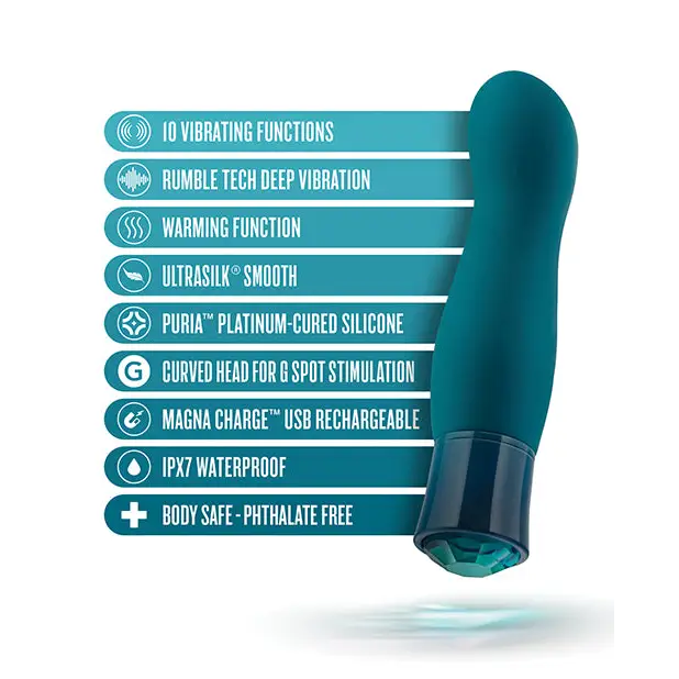 Blush Oh My Gem Fierce Rechargeable Warming Silicone G-Spot Vibrator Blue Topaz - Fantasy Vibrator