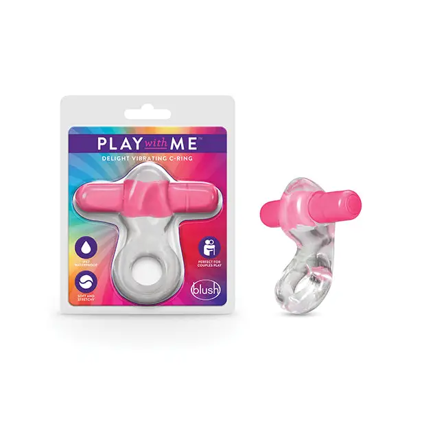 Blush Play with Me Delight Vibrating C-Ring Blue - Pink - Cock Ring