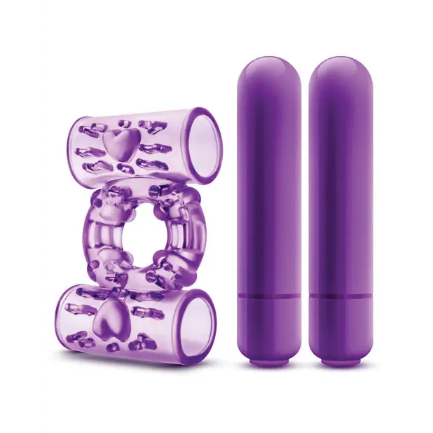 Blush Play with Me Double Play: Vibrating Purple Novelties and Textured Ring Set