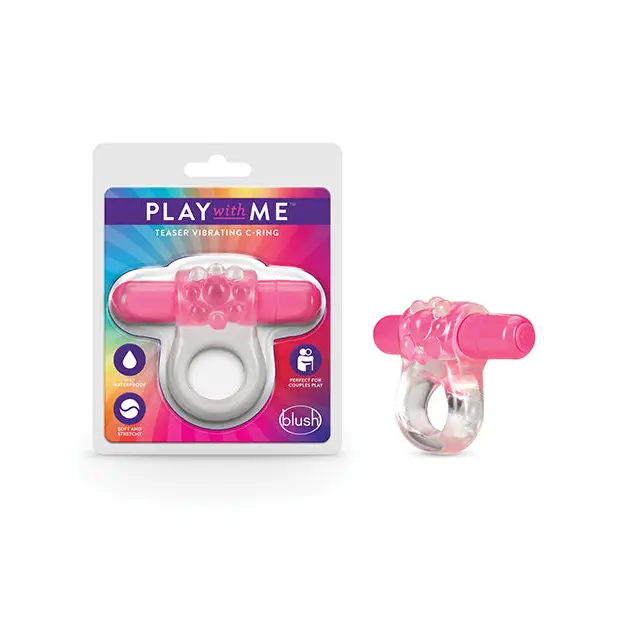 Blush Play with Me Teaser Vibrating C-Ring Green - Pink - Cock Ring