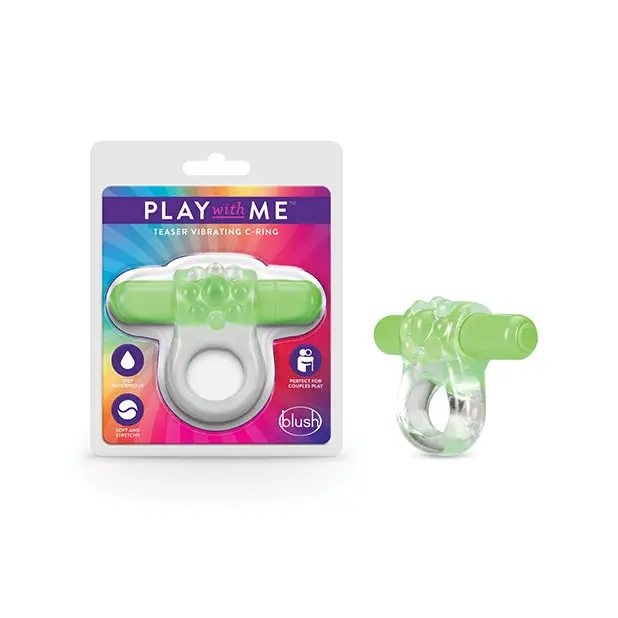 Blush Play with Me Teaser Vibrating C-Ring Green - Green - Cock Ring