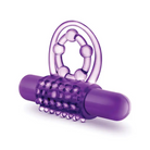 Blush Play with Me The Player Vibrating Double Strap Cockring Purple - Purple - Cock Ring