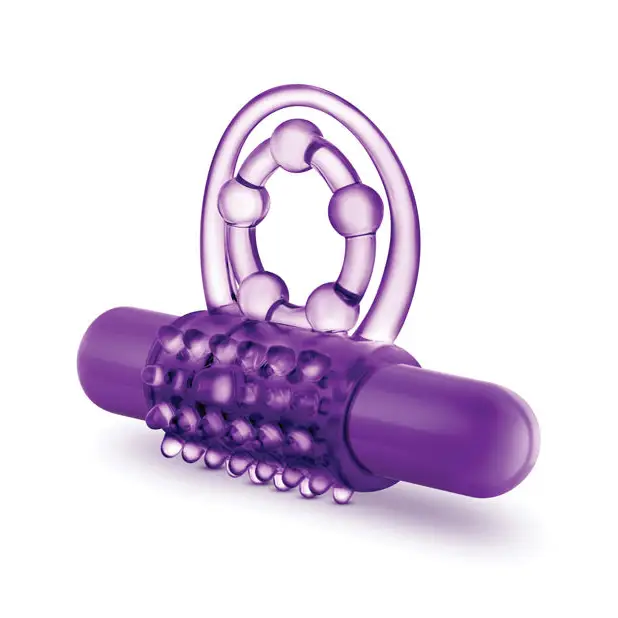 Blush Play with Me The Player Vibrating Double Strap Cockring Purple - Purple - Cock Ring