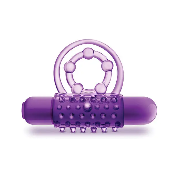 Blush Play with Me The Player Vibrating Double Strap Cockring Purple - Purple - Cock Ring