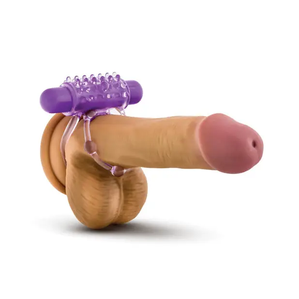 Blush Play with Me The Player Vibrating Double Strap Cockring Purple - Purple - Cock Ring