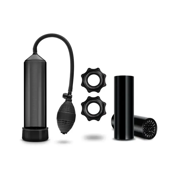 Blush Quickie Kit Thick Cock Pump Stroker & 2-Piece Cockring Set Black - Cock Ring