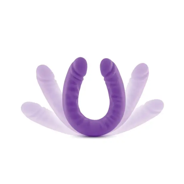 Blush Ruse Realistic 18 in. Silicone Slim Double Dong Dual Ended Dildo Purple - Purple - Double Ended Dildo