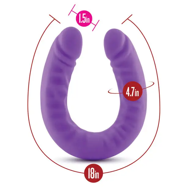 Blush Ruse Realistic 18 in. Silicone Slim Double Dong Dual Ended Dildo Purple - Purple - Double Ended Dildo