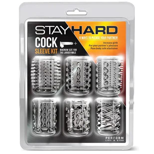 Blush Stay Hard 6-Piece Cock Sleeve Kit Clear - Penis Extenders