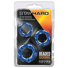 Blush Novelties Penis Enhancement Blue Blush Stay Hard Beaded Cock Rings 3 Pack at the Haus of Shag