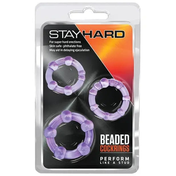 Blush Novelties Penis Enhancement Purple Blush Stay Hard Beaded Cock Rings 3 Pack at the Haus of Shag