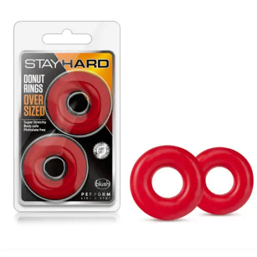 Blush Stay Hard Donut Rings Oversized Cockring 2-Pack Red for staying hard