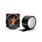 Blush Temptasia 60 Ft Bondage Tape – Black tape in packaging with an unrolled section