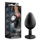 Blush Temptasia Bling Plug Medium - Black silicone anal plug with heart-shaped jewel base