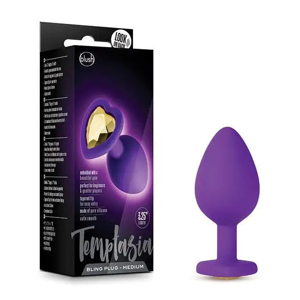 Purple Temptasia Bling Plug with a teardrop bulb and flared base for safe, stylish pleasure