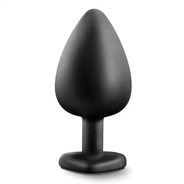 Blush Temptasia Bling Plug: Black silicone anal plug with tapered shape and flared base