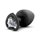 Blush Temptasia Bling Plug: Black silicone anal plug with heart-shaped gemstone base