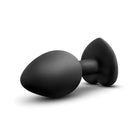 Blush Temptasia Bling Plug: Black silicone anal plug with gem, tapered shape, flared base