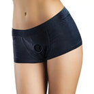 Navy blue women’s cycling shorts with padded crotch area - Temptasia Harness Briefs