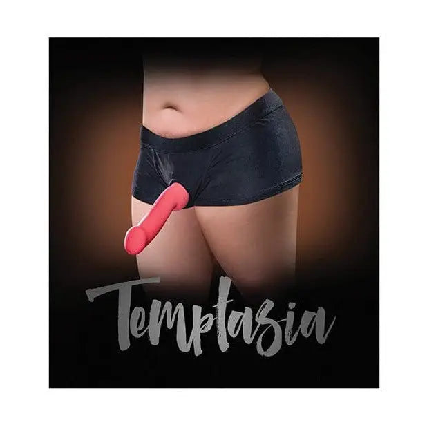 Blush Temptasia Harness Briefs with respectful and considerate messaging displayed