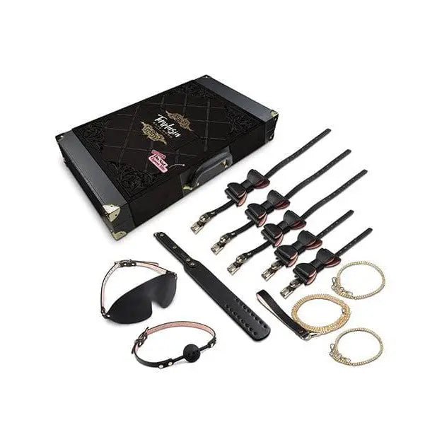 Blush Temptasia Safe Word Bondage Kit: restraints, accessories, and storage case in black