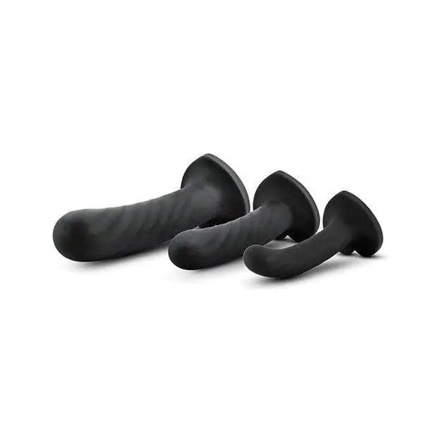 Blush Temptasia Twist Kit: Set of three black silicone anal plugs in different sizes