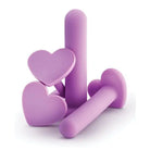 Blush Wellness Dilator Kit - Purple: Sex toy shaped like a hand with heart forms around it