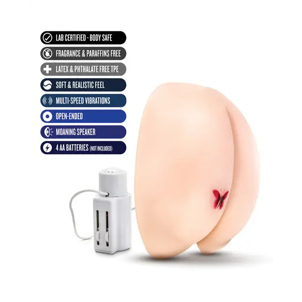 Blush X5 Men Vibrating Rear Ecstasy Remote-Controlled Dual Entry Masturbator Beige - Powered Stroker