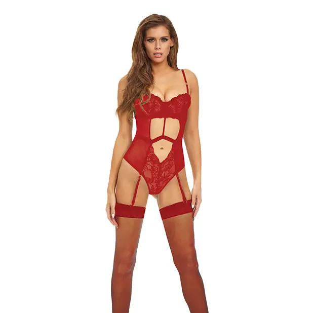 Bombshell Boudoir Strap Overlay Teddy - Teddy