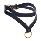 Bondage Baddie Black Leather Choker with Gold Rings and Nickel-Free O-ring Collar